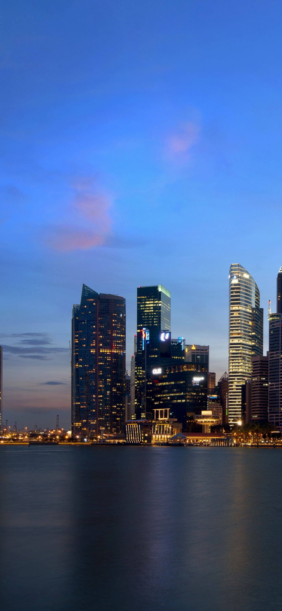 City Skyline Across Body of Water During Night Time. Wallpaper in 1125x2436 Resolution