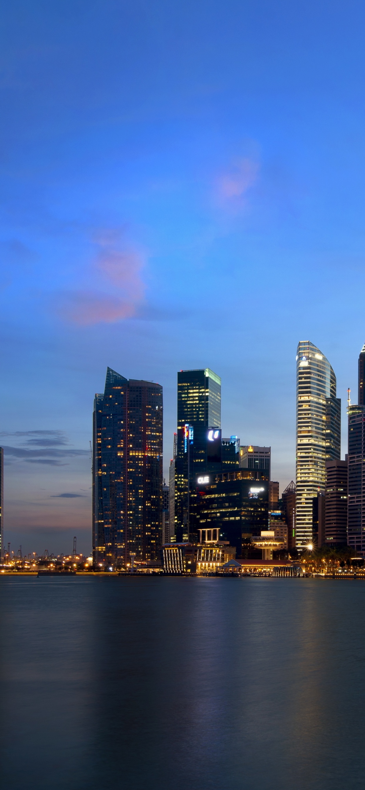 City Skyline Across Body of Water During Night Time. Wallpaper in 1242x2688 Resolution
