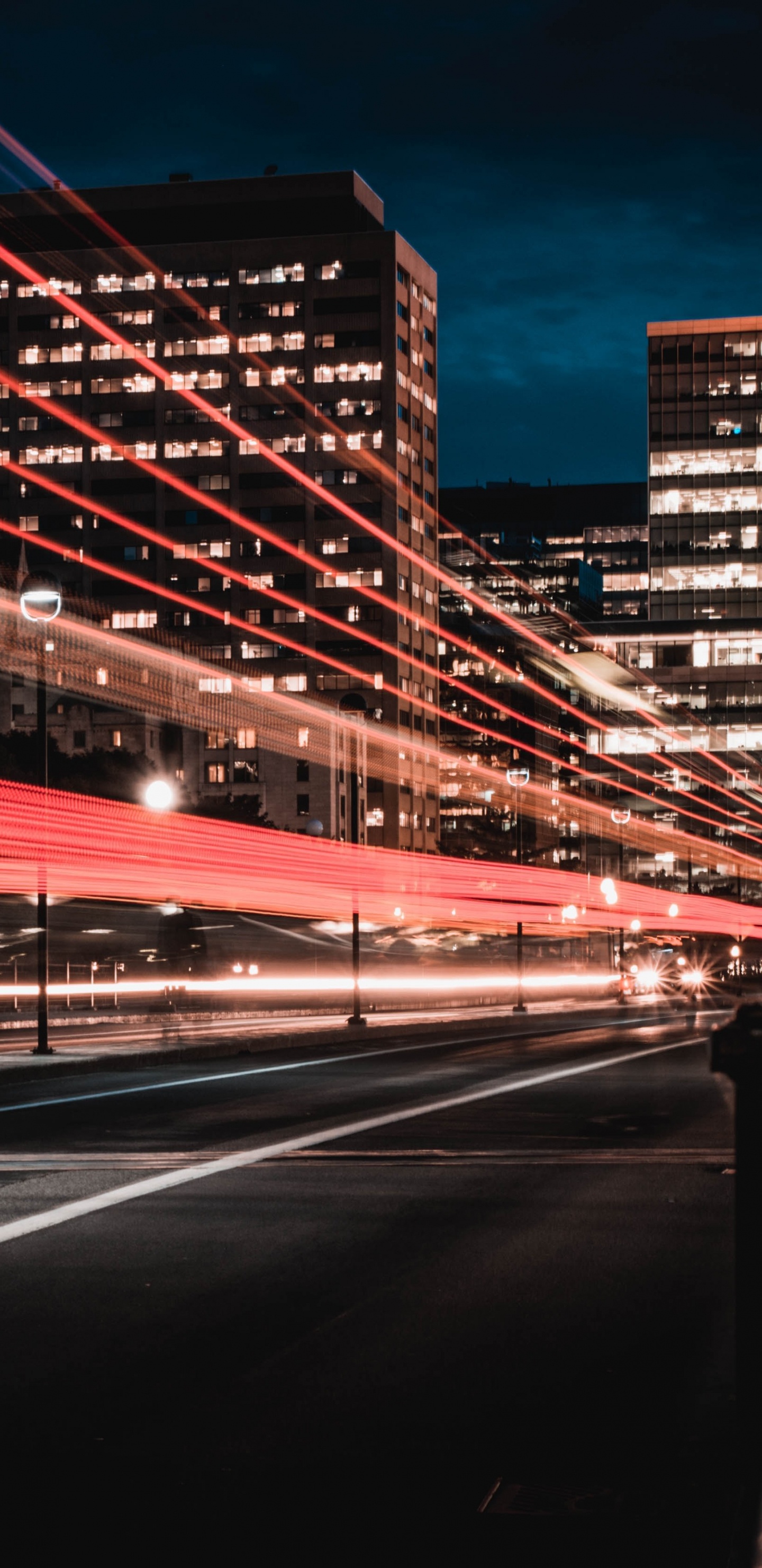 Time Lapse Photography of City Lights During Night Time. Wallpaper in 1440x2960 Resolution