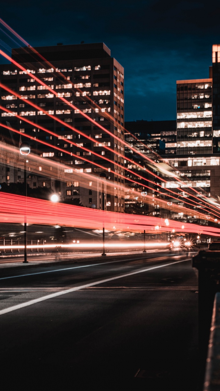 Time Lapse Photography of City Lights During Night Time. Wallpaper in 720x1280 Resolution