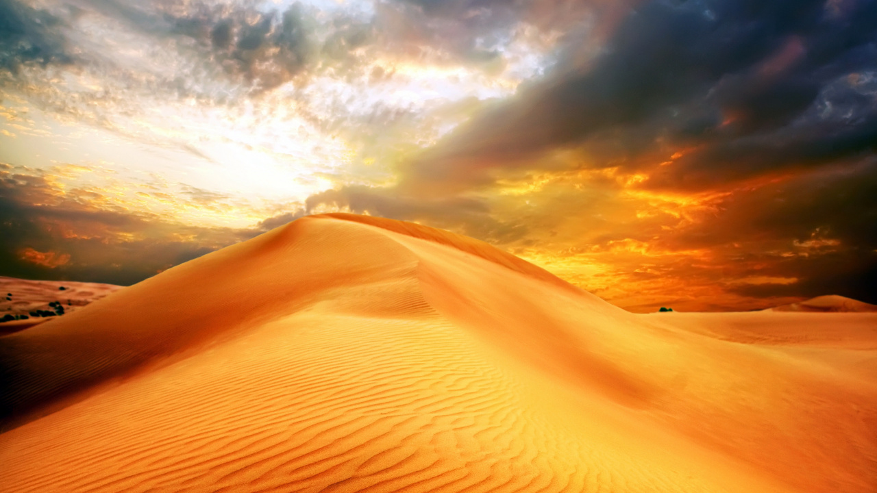 Brown Sand Under White Clouds During Daytime. Wallpaper in 1280x720 Resolution