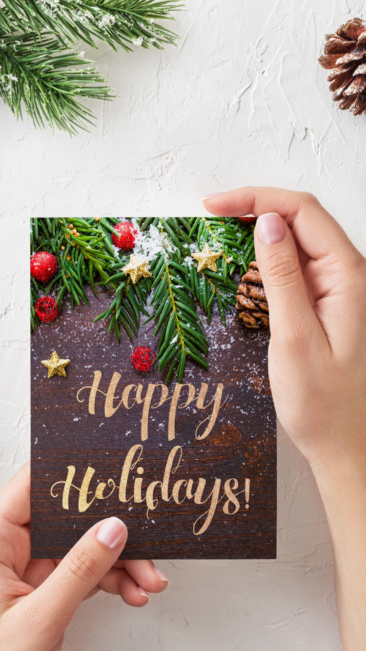 Tarjeta de Navidad, El Día De Navidad, Sucursal, Pino, de Coníferas. Wallpaper in 750x1334 Resolution