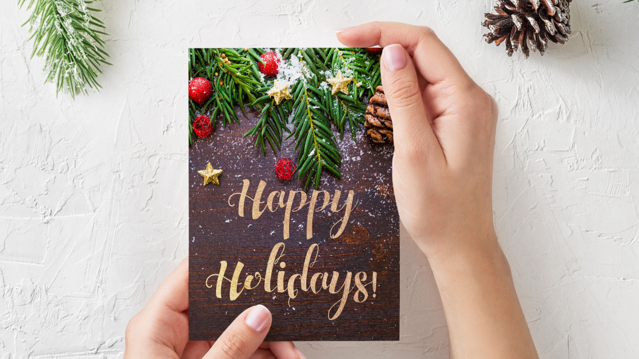 Christmas Card, Christmas Day, Holiday, Branch, Pine. Wallpaper in 1280x720 Resolution