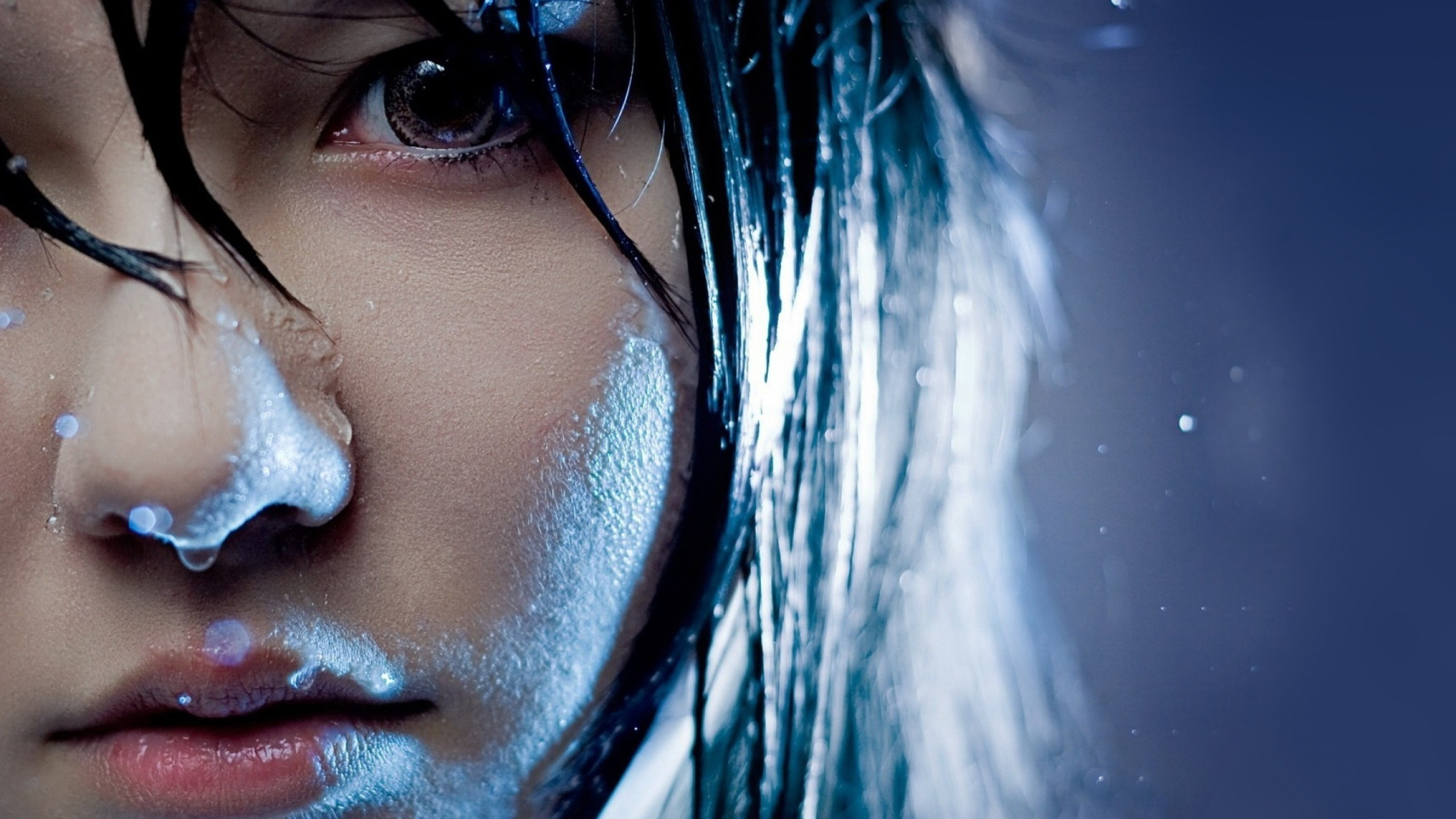 Face, Blue, Lip, Nose, Eyebrow. Wallpaper in 2560x1440 Resolution