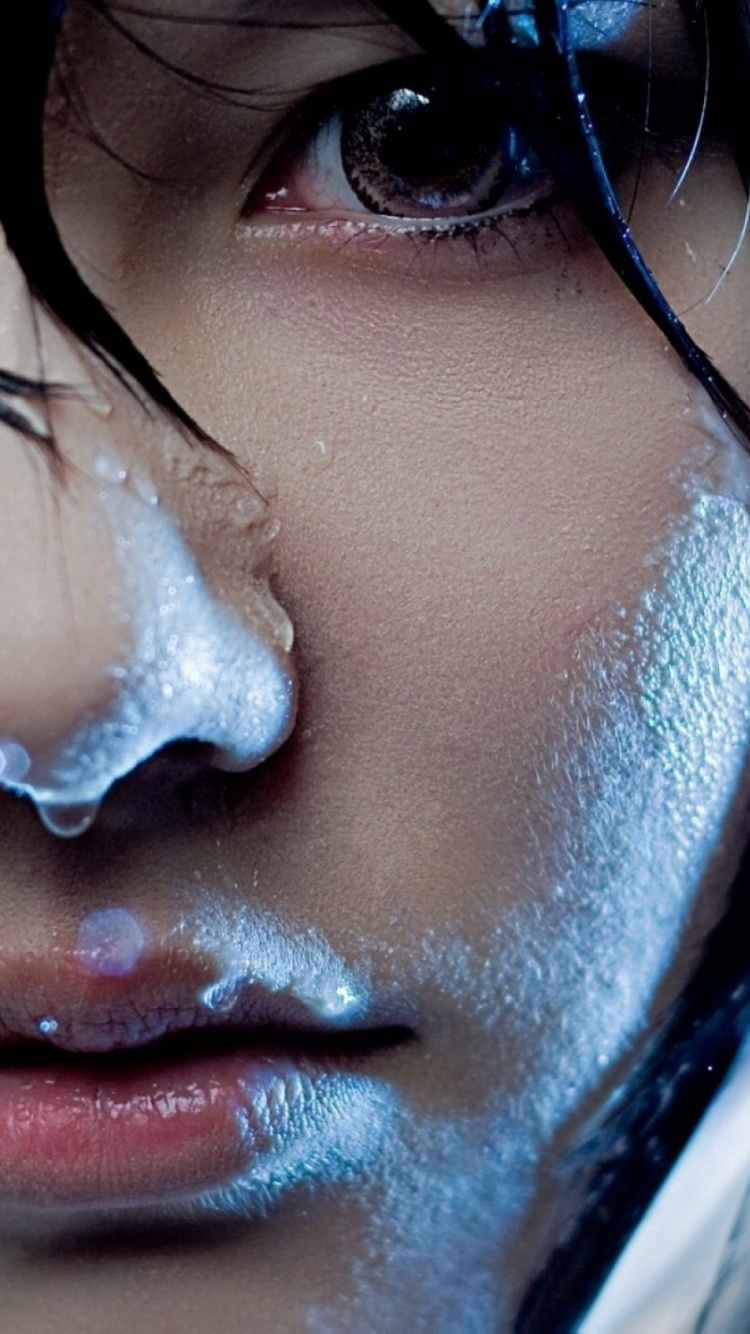 Face, Blue, Lip, Nose, Eyebrow. Wallpaper in 750x1334 Resolution