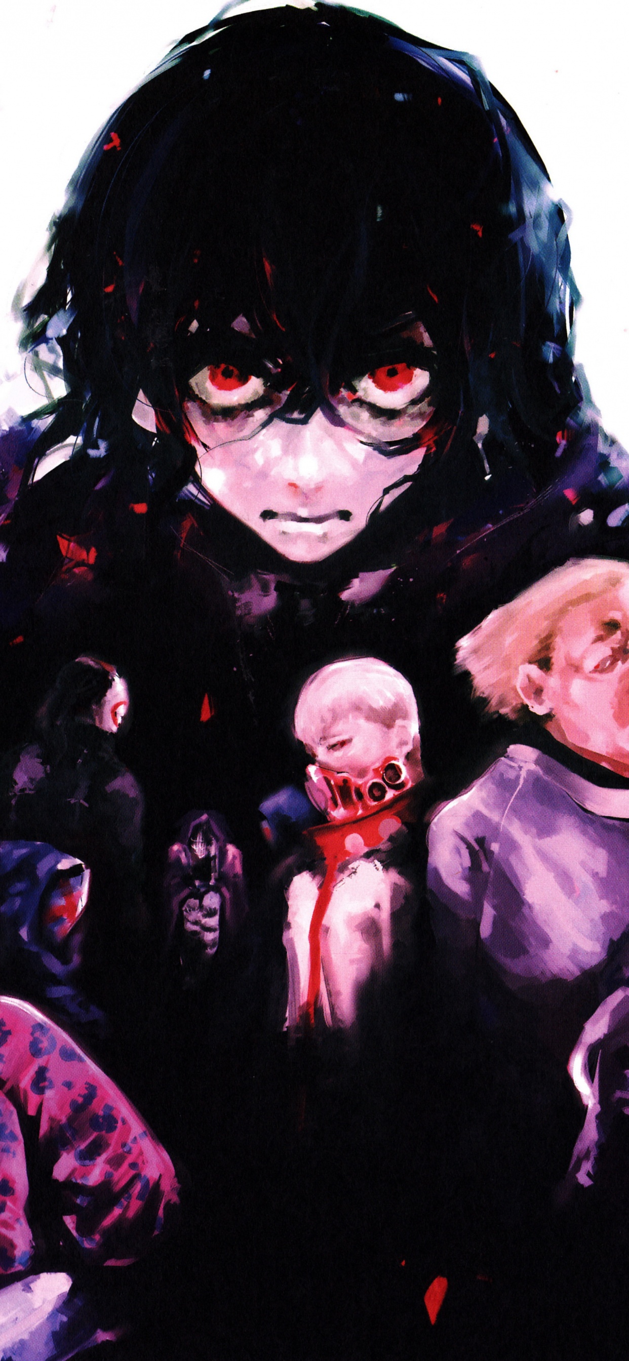 Black Haired Woman With Black Hair and Red Scarf. Wallpaper in 1242x2688 Resolution