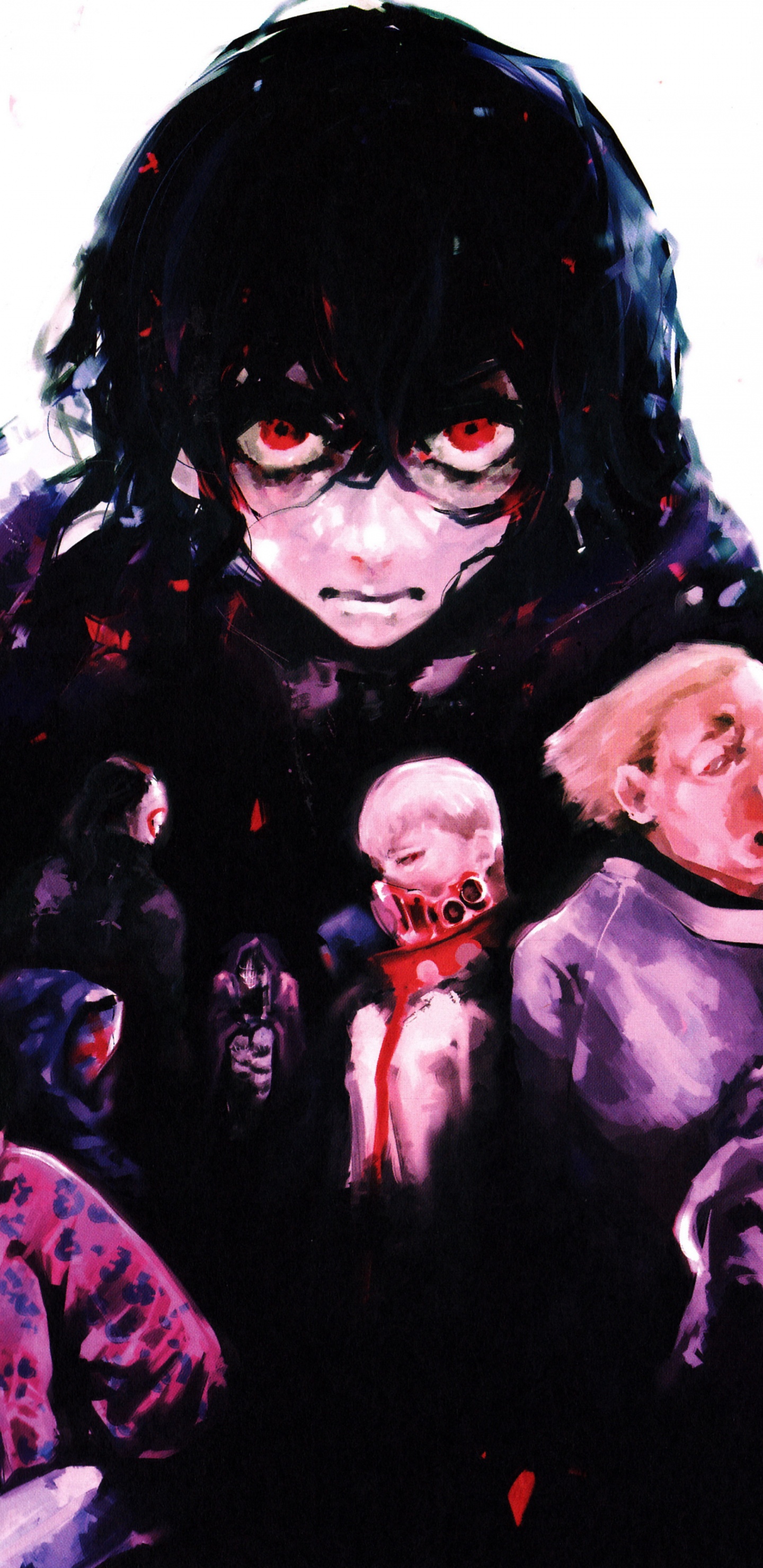 Black Haired Woman With Black Hair and Red Scarf. Wallpaper in 1440x2960 Resolution