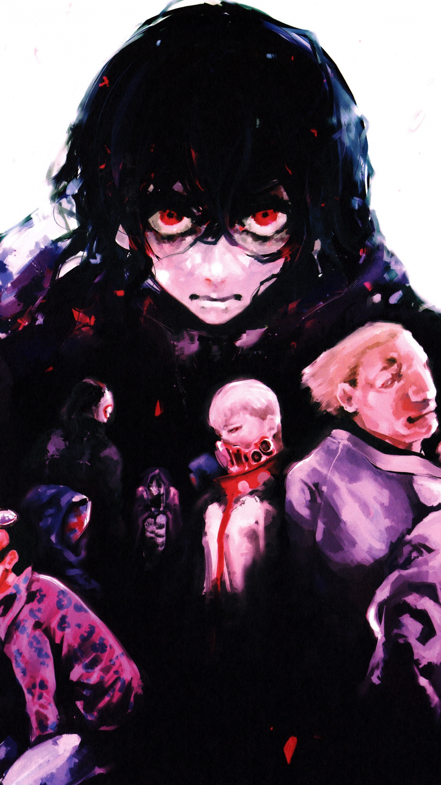 Femme Aux Cheveux Noirs Avec Des Cheveux Noirs et Une Écharpe Rouge. Wallpaper in 1440x2560 Resolution