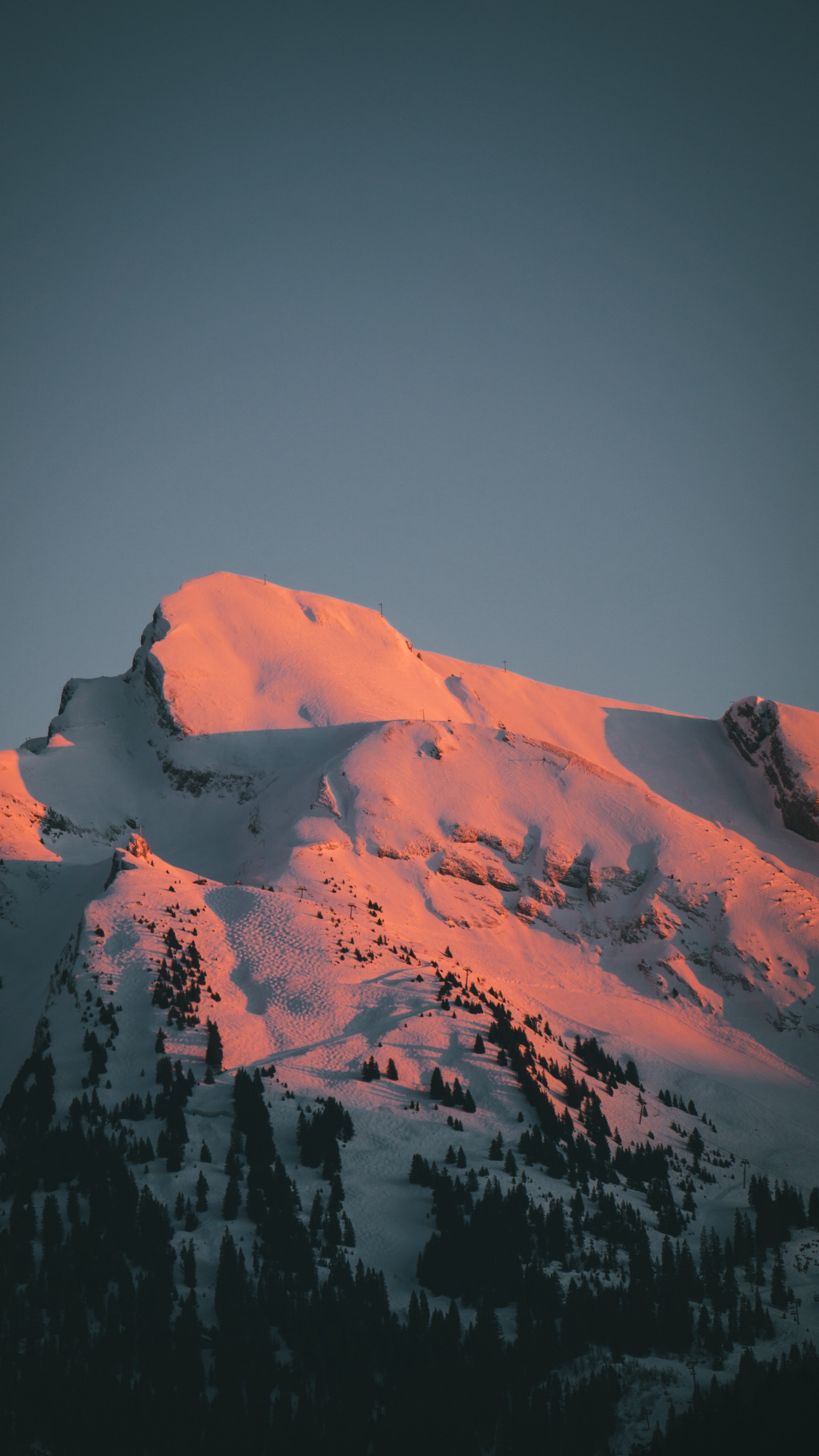 Afterglow, Pente, Paysage Naturel, Highland, Neige. Wallpaper in 1440x2560 Resolution