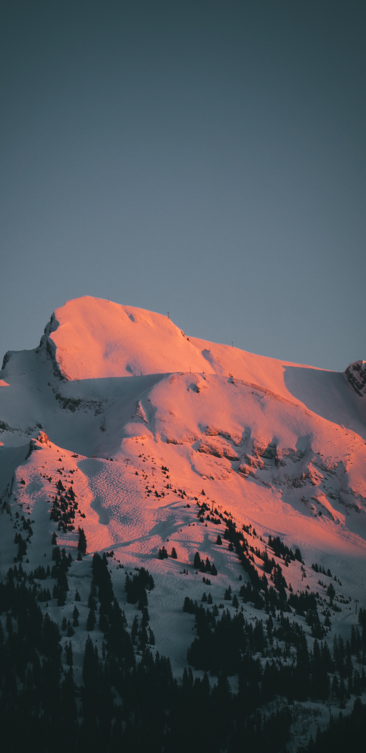 Afterglow, Pente, Paysage Naturel, Highland, Neige. Wallpaper in 1440x2960 Resolution