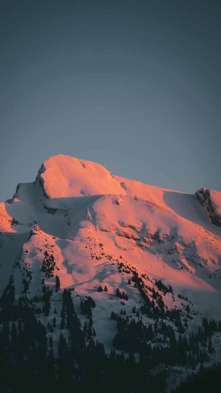 Afterglow, Pente, Paysage Naturel, Highland, Neige. Wallpaper in 720x1280 Resolution