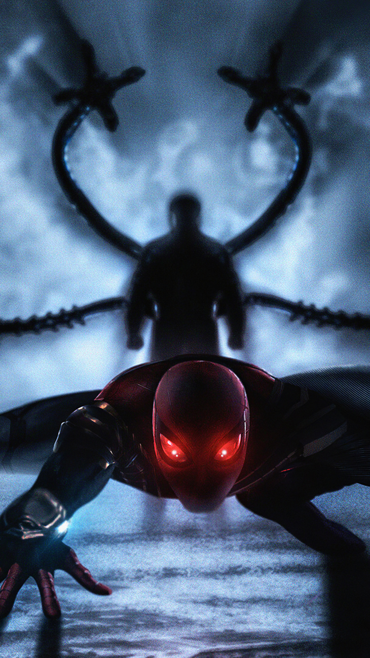 Robot Rouge et Noir Avec Des Ailes Noires et Rouges. Wallpaper in 750x1334 Resolution