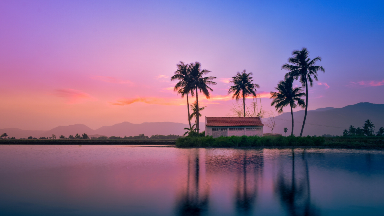 at Sunset, Amd Ryzen 5 2600, Calendar, Water, Cloud. Wallpaper in 1280x720 Resolution