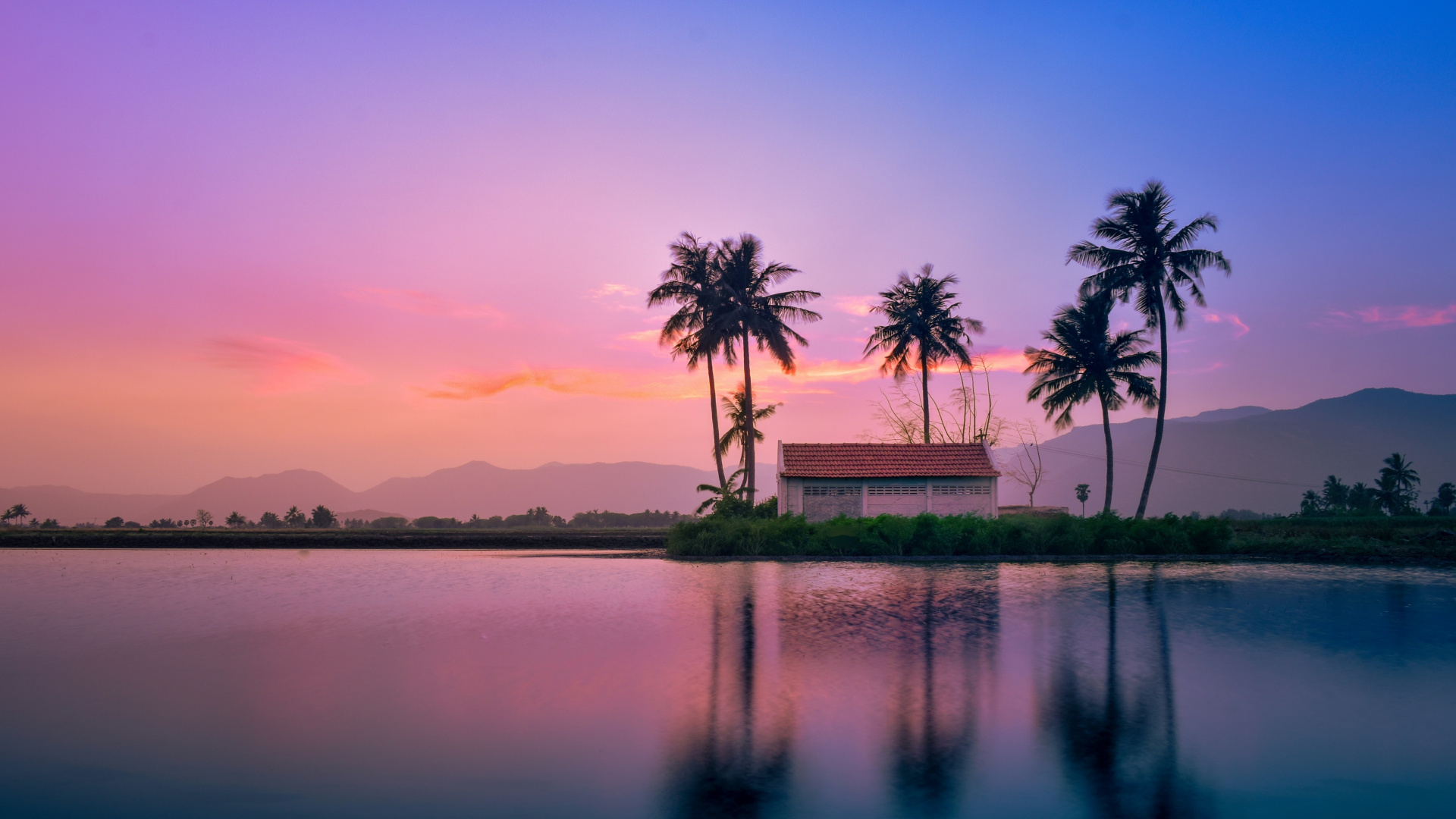 at Sunset, Amd Ryzen 5 2600, Calendar, Water, Cloud. Wallpaper in 1920x1080 Resolution