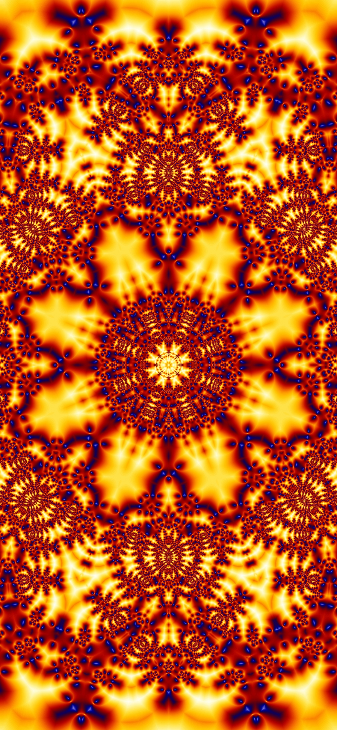 Gelbes Und Schwarzes Florales Textil. Wallpaper in 1125x2436 Resolution