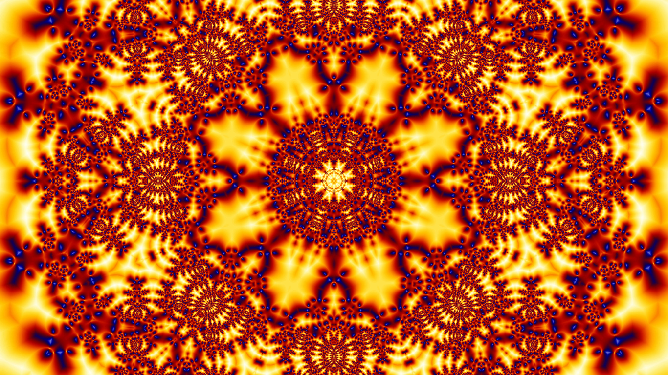 对称, 分形技术, 黄色的, 万花筒, 艺术 壁纸 1366x768 允许