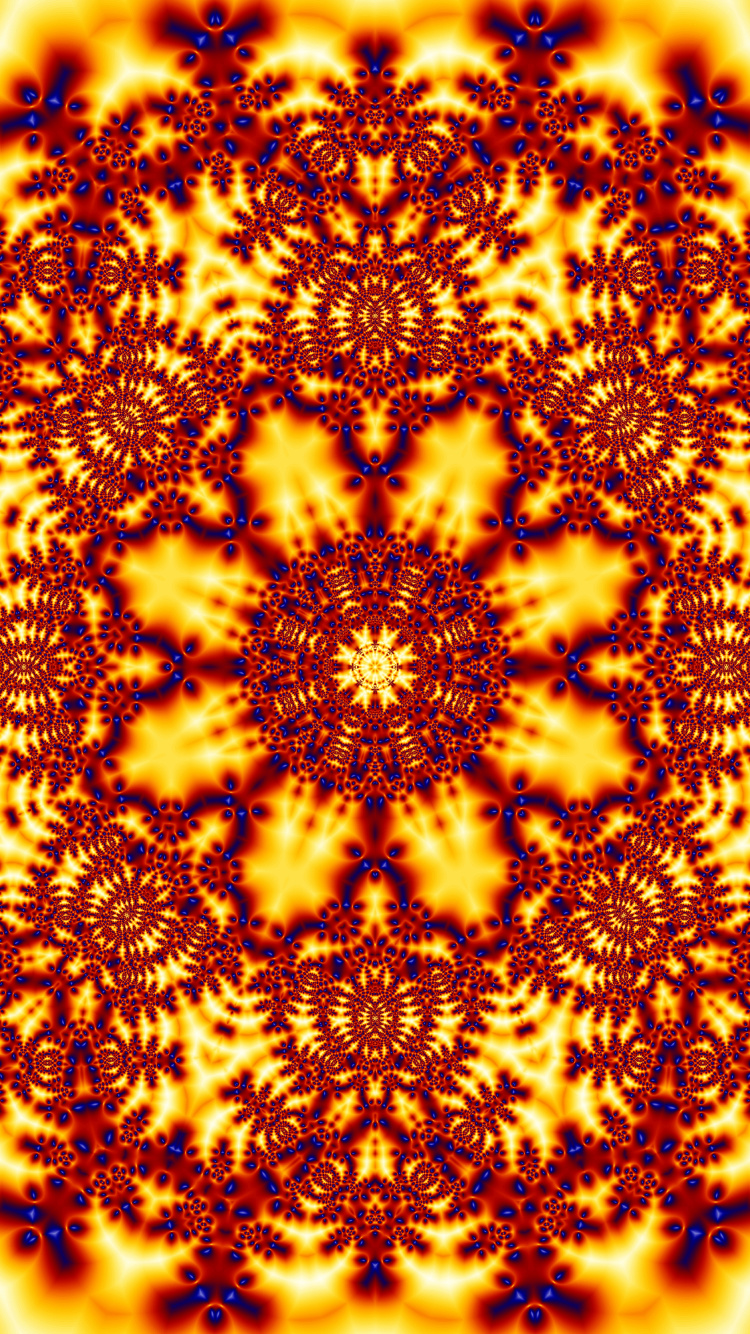 对称, 分形技术, 黄色的, 万花筒, 艺术 壁纸 750x1334 允许
