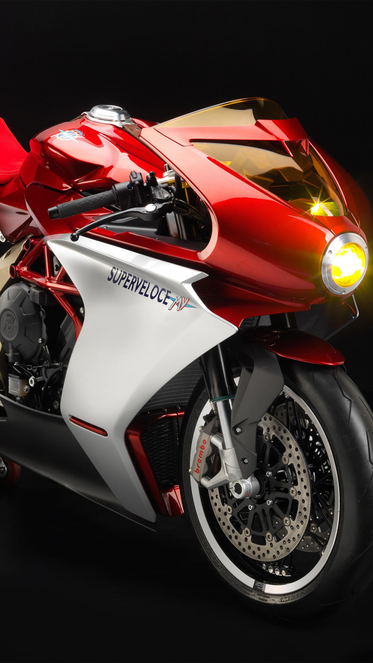 Red and White Sports Bike. Wallpaper in 750x1334 Resolution