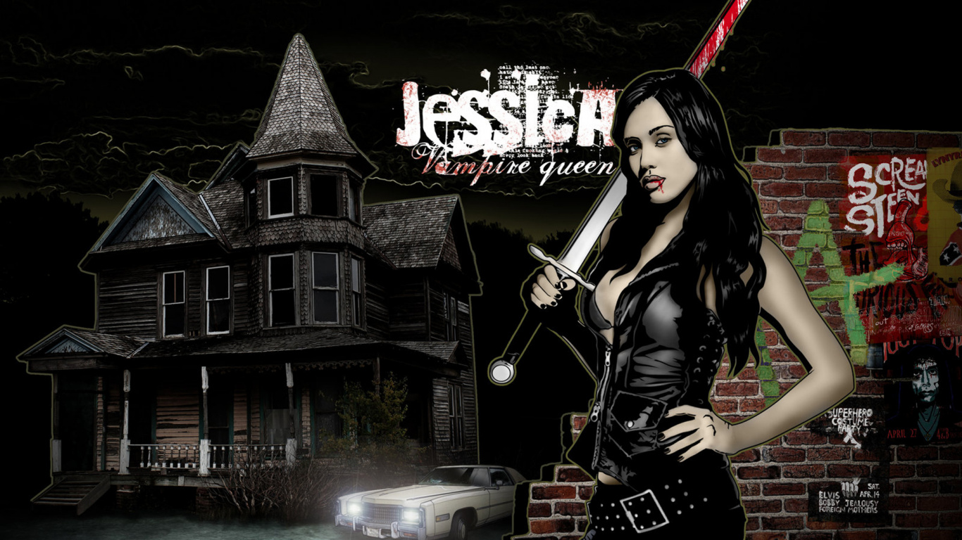 Art, Fan Art, pc Game, Darkness, Front of The House. Wallpaper in 1366x768 Resolution