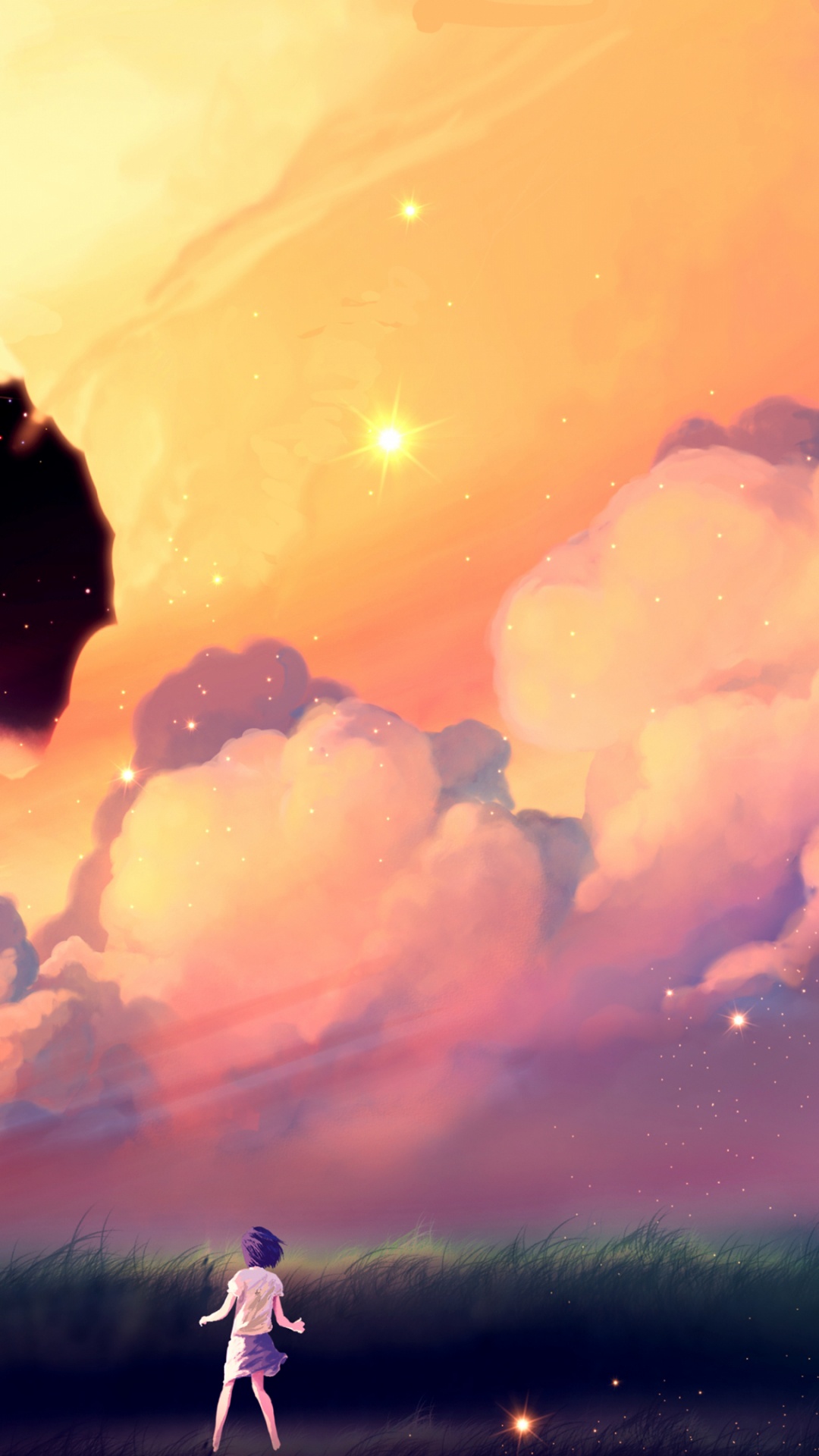 L'homme en Chemise Blanche Debout Sur Rock Formation Sous Ciel Bleu et Orange. Wallpaper in 1080x1920 Resolution