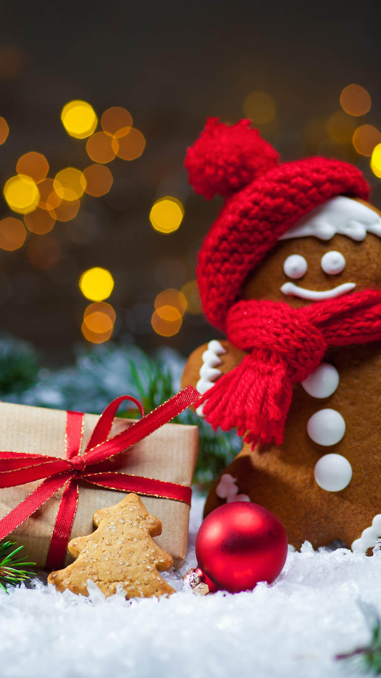 Christmas Day, Gingerbread, Christmas, Christmas Ornament, Christmas Lights. Wallpaper in 750x1334 Resolution
