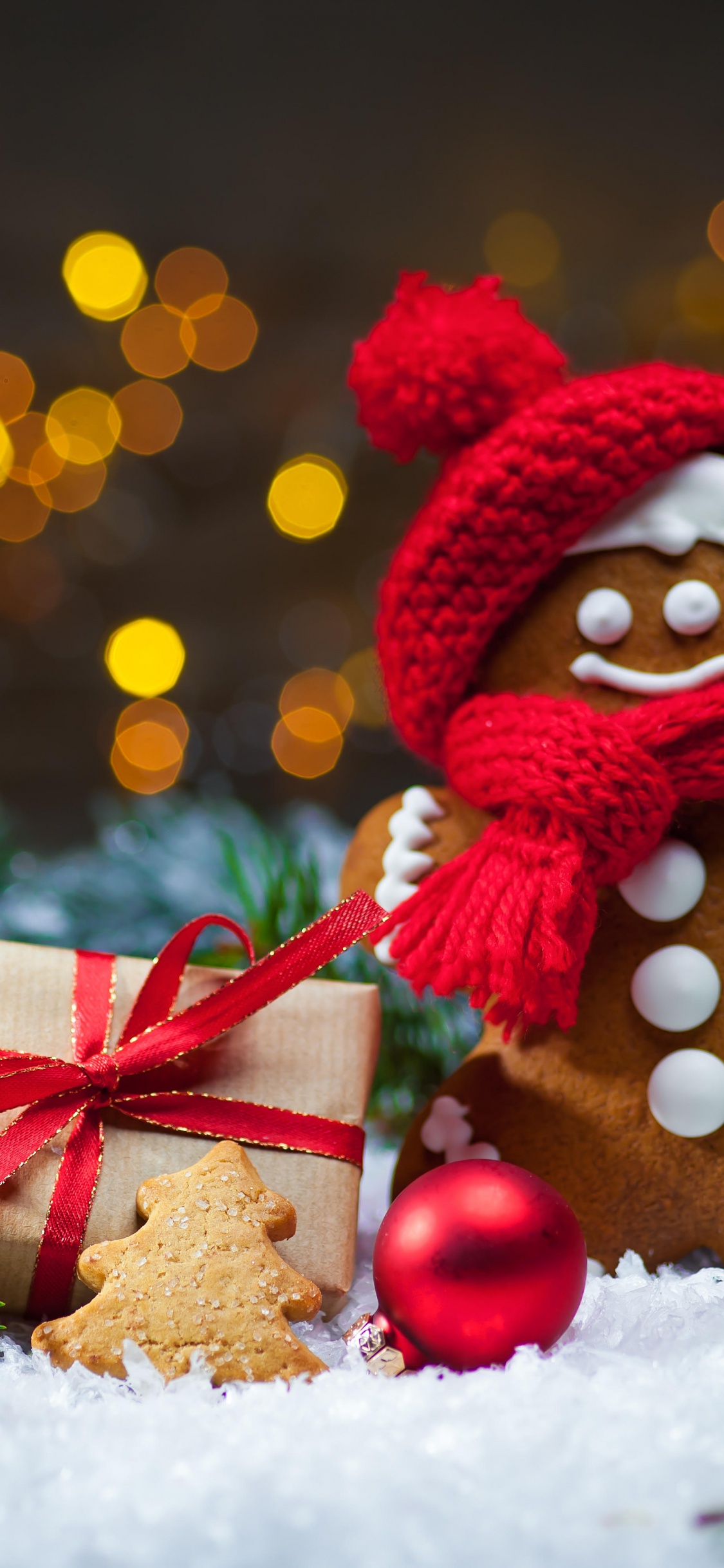 El Día De Navidad, Jengibre, Navidad, Adorno de Navidad, Luces de Navidad. Wallpaper in 1125x2436 Resolution