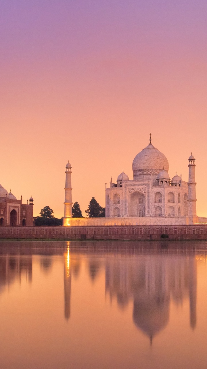 泰姬陵, 阿格拉堡, 旅行, 里程碑, 反射 壁纸 720x1280 允许