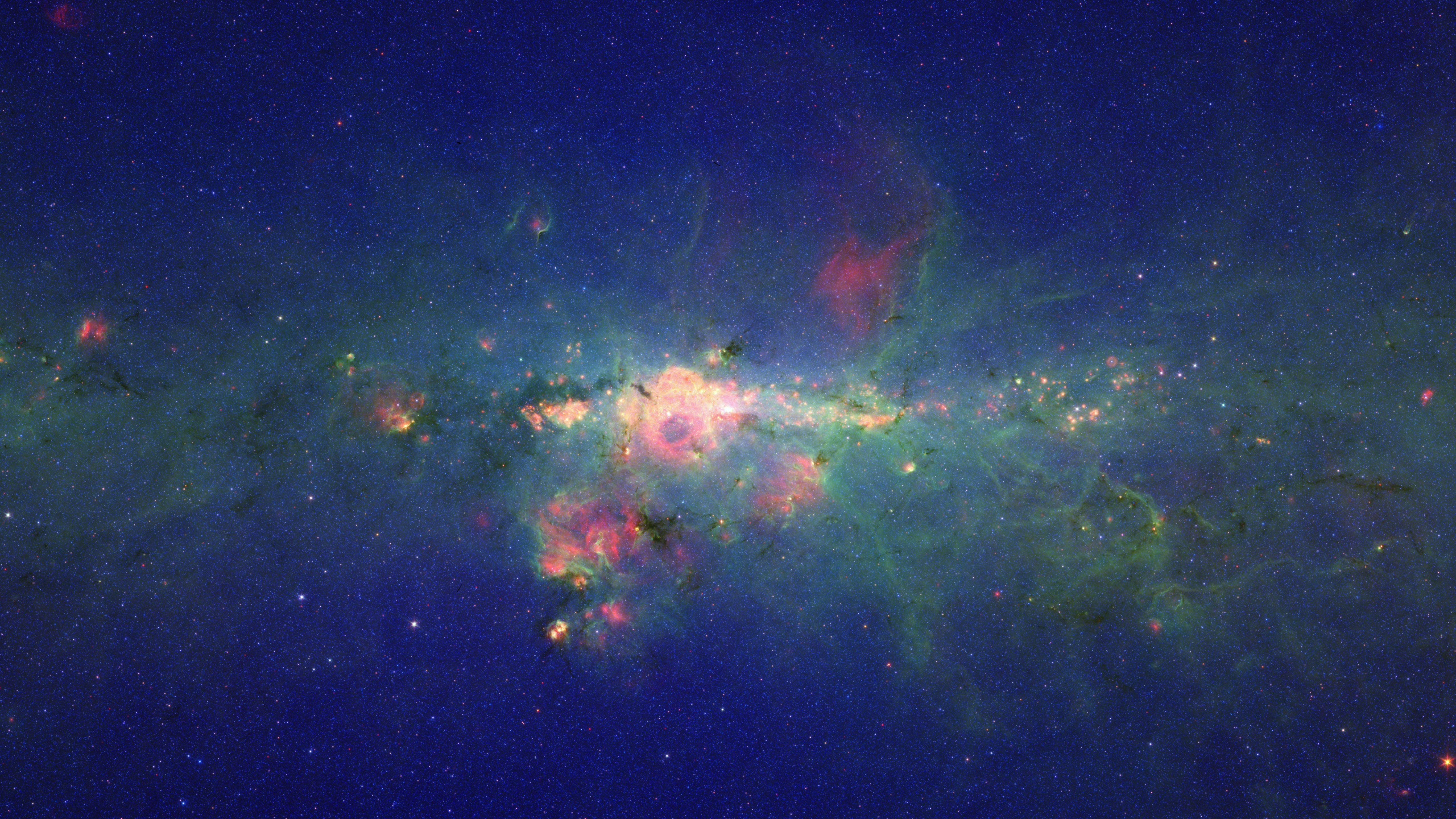 Illustration de la Galaxie Verte et Bleue. Wallpaper in 2560x1440 Resolution