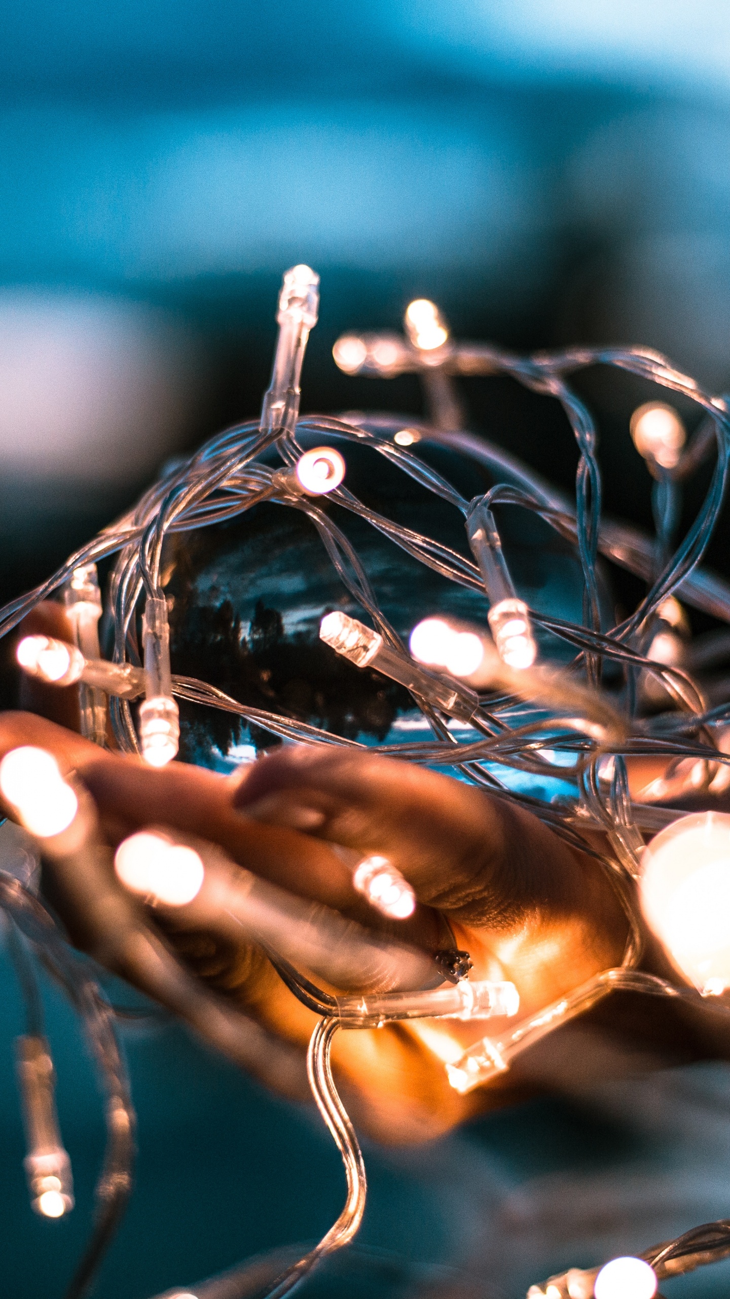 Silver and Brown String Lights. Wallpaper in 1440x2560 Resolution
