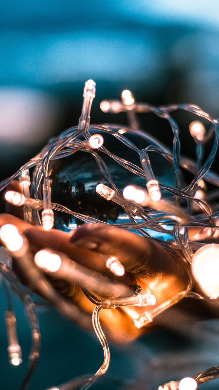 Silver and Brown String Lights. Wallpaper in 720x1280 Resolution