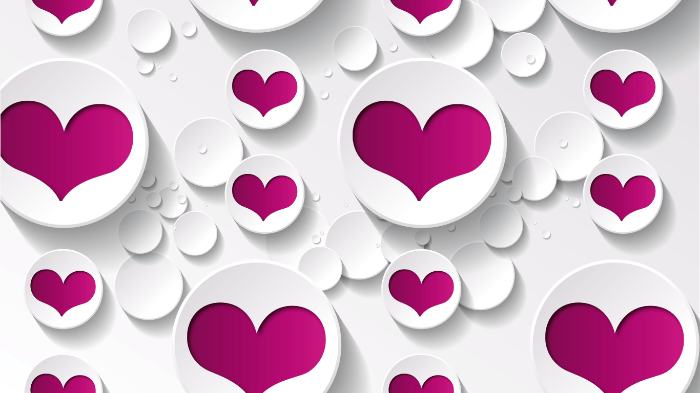 Heart, Pink, Purple, Pattern, Valentines Day. Wallpaper in 1366x768 Resolution