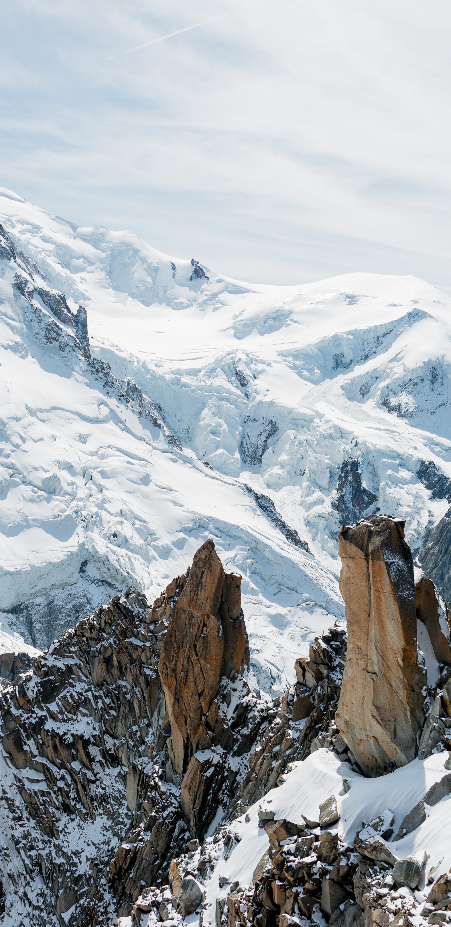 Mont Blanc, Bergigen Landschaftsformen, Winter, Bergkette, Schnee. Wallpaper in 1440x2960 Resolution