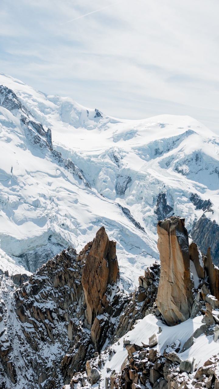 Mont Blanc, Las Formaciones Montañosas, Invierno, Nieve, Congelación. Wallpaper in 720x1280 Resolution