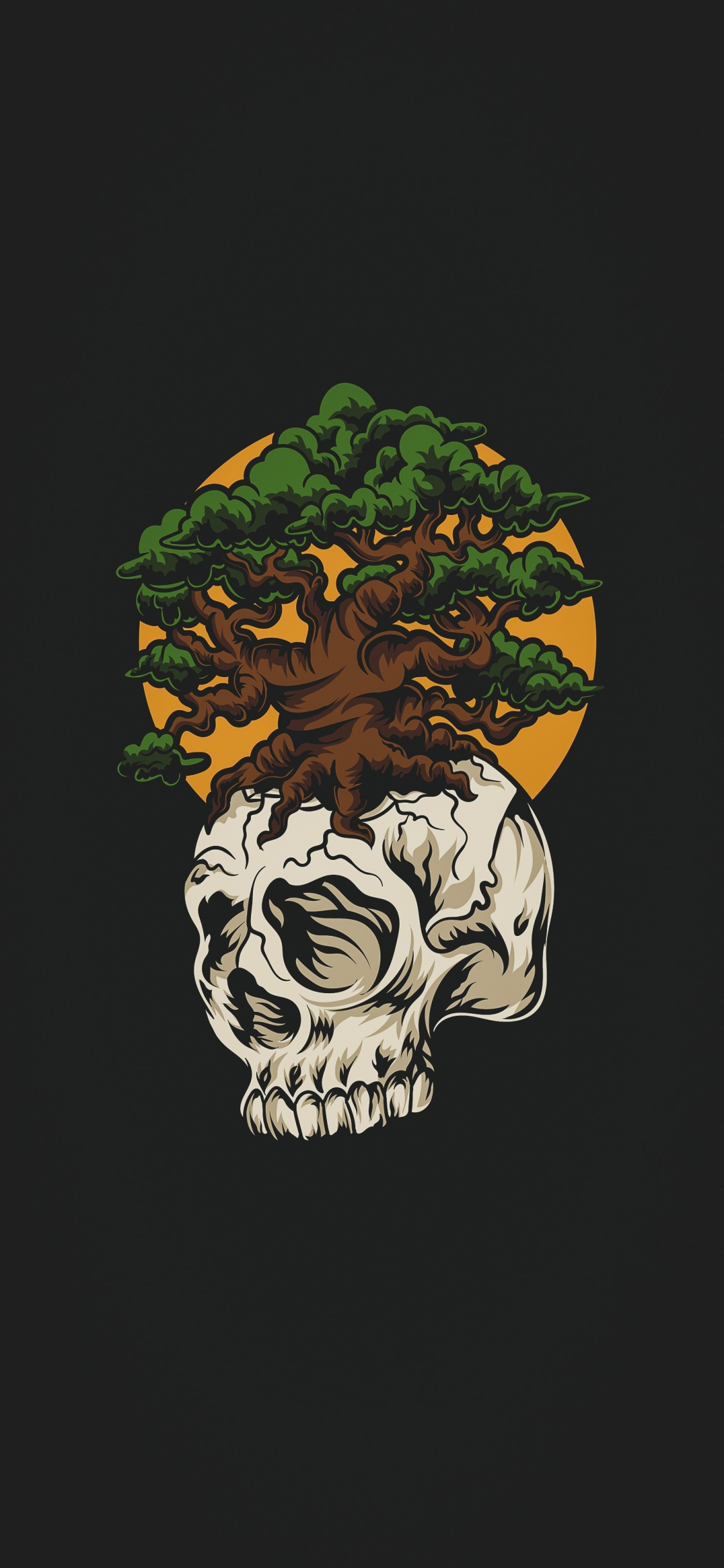 Skull, Illustration, Head, Human Body, Bone. Wallpaper in 1125x2436 Resolution