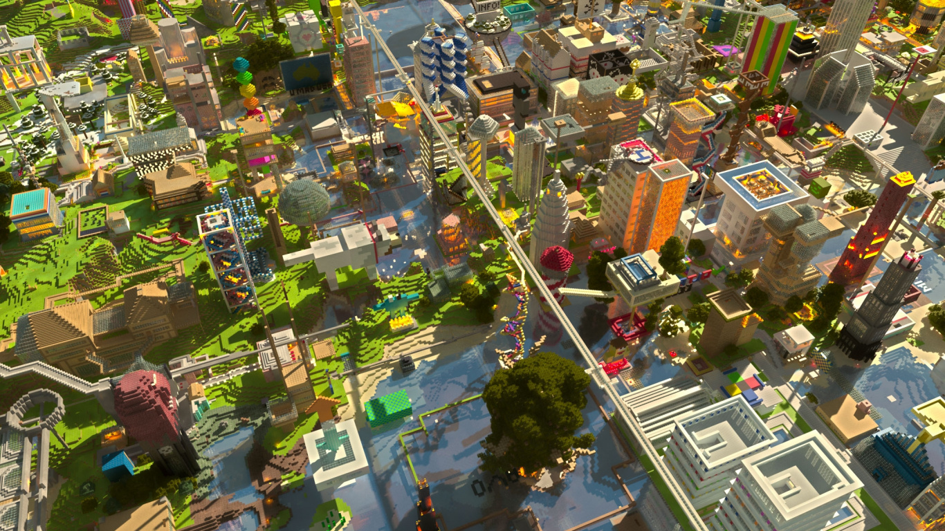 Minecraft, Quartier Résidentiel, Banlieue, Zone Urbaine, Design Urbain. Wallpaper in 1366x768 Resolution