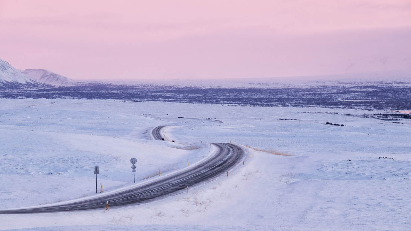 Océan Arctique, Glacier, Neige, Hiver, Horizon. Wallpaper in 1366x768 Resolution