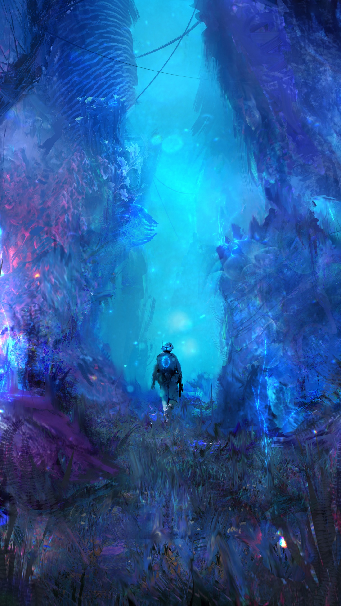 Person in Schwarzer Jacke Und Hose, Die Auf Einer Grünen Wiese Steht. Wallpaper in 1440x2560 Resolution