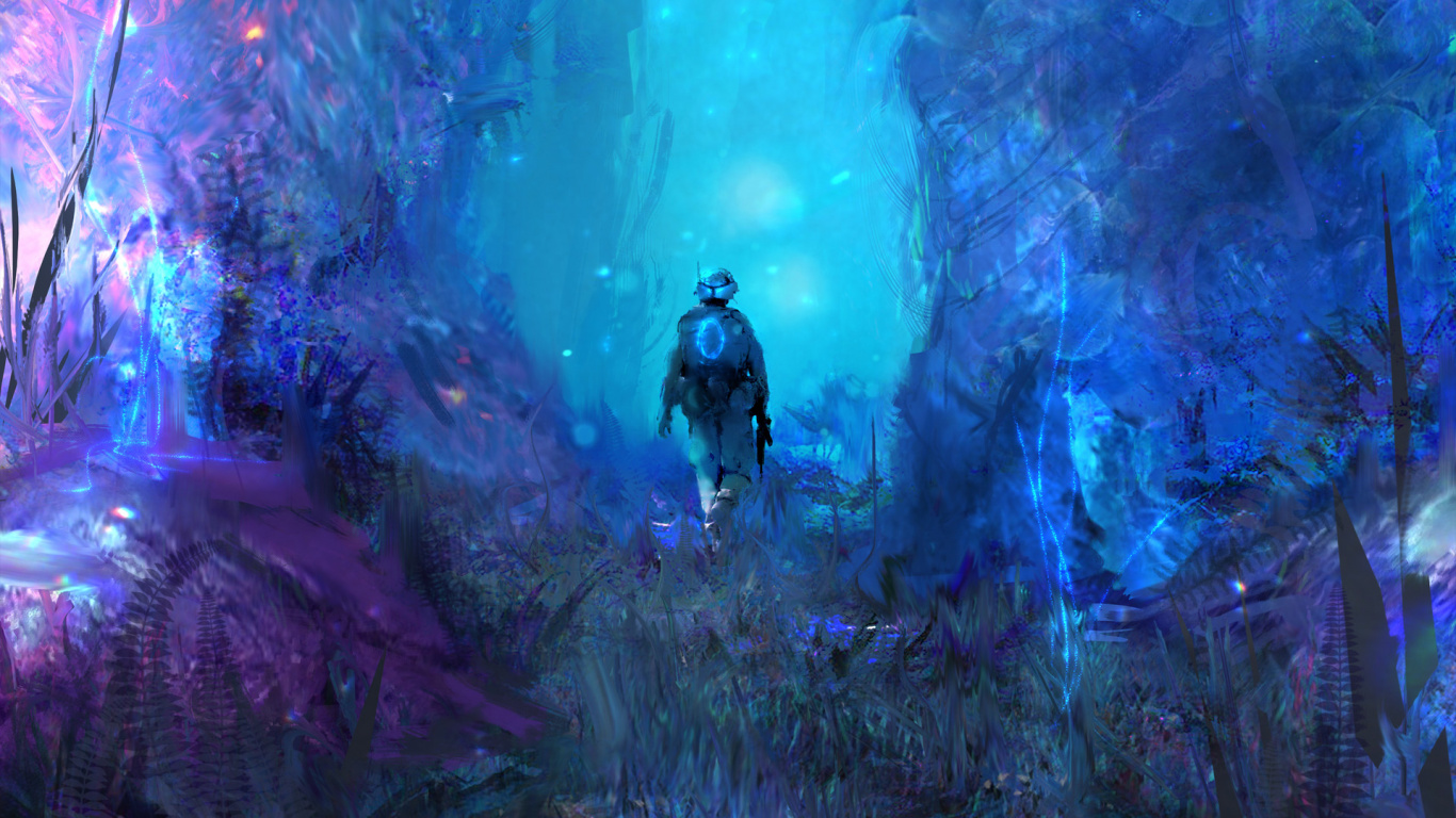 Persona en Chaqueta Negra y Pantalones de Pie Sobre el Campo de Hierba Verde. Wallpaper in 1366x768 Resolution