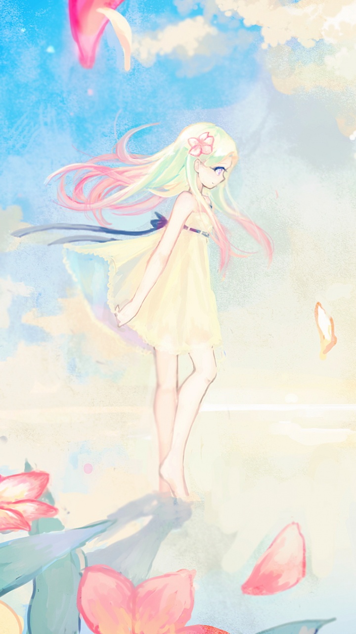 Mujer en Vestido Blanco Pintura. Wallpaper in 720x1280 Resolution