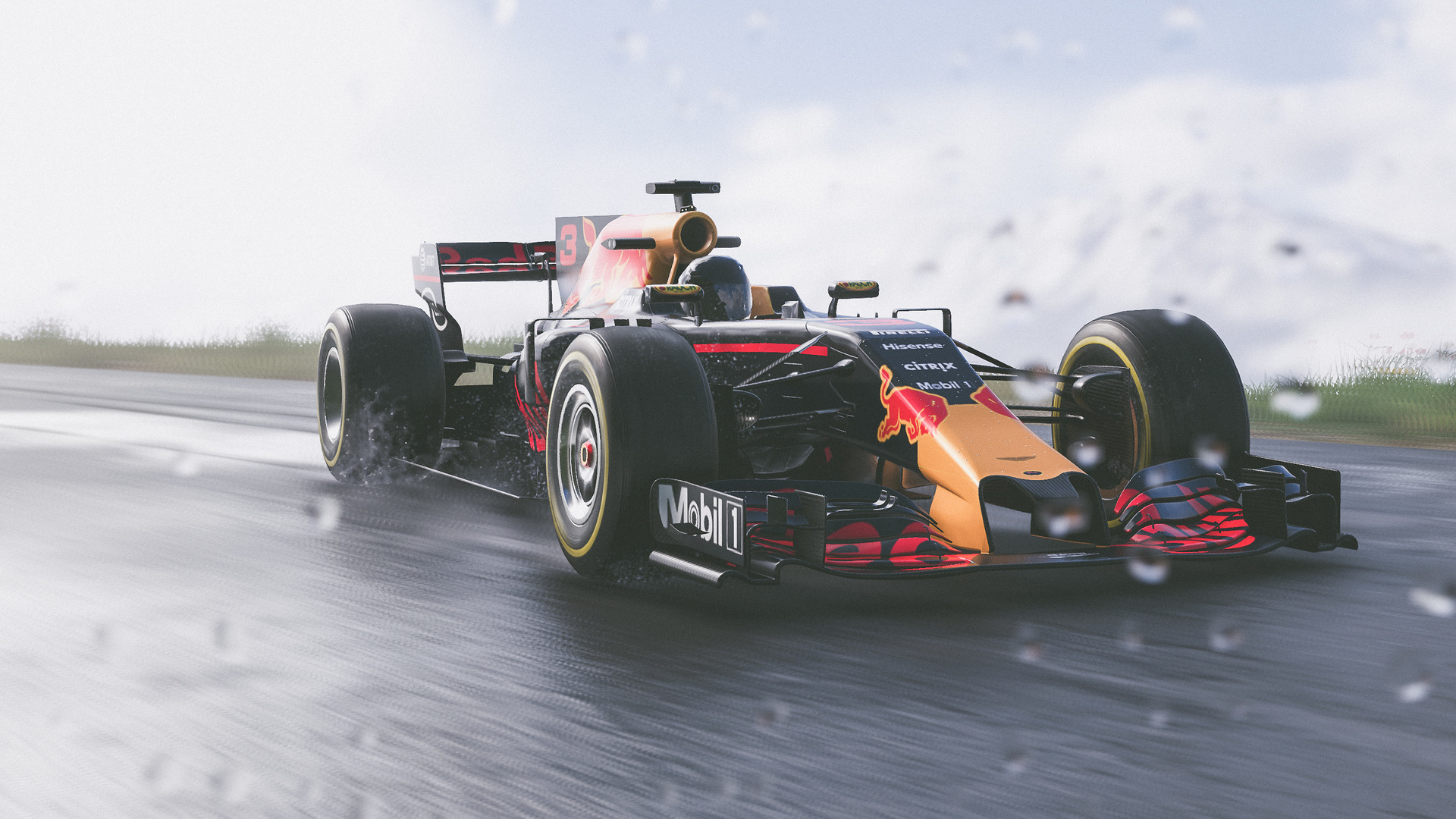 Red and Black f 1 on Road. Wallpaper in 1920x1080 Resolution