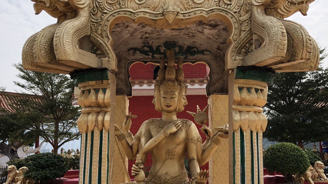 Thailand, Ten Thousand Buddhas Monastery, Statue, Stone Carving, Shrine. Wallpaper in 1280x720 Resolution