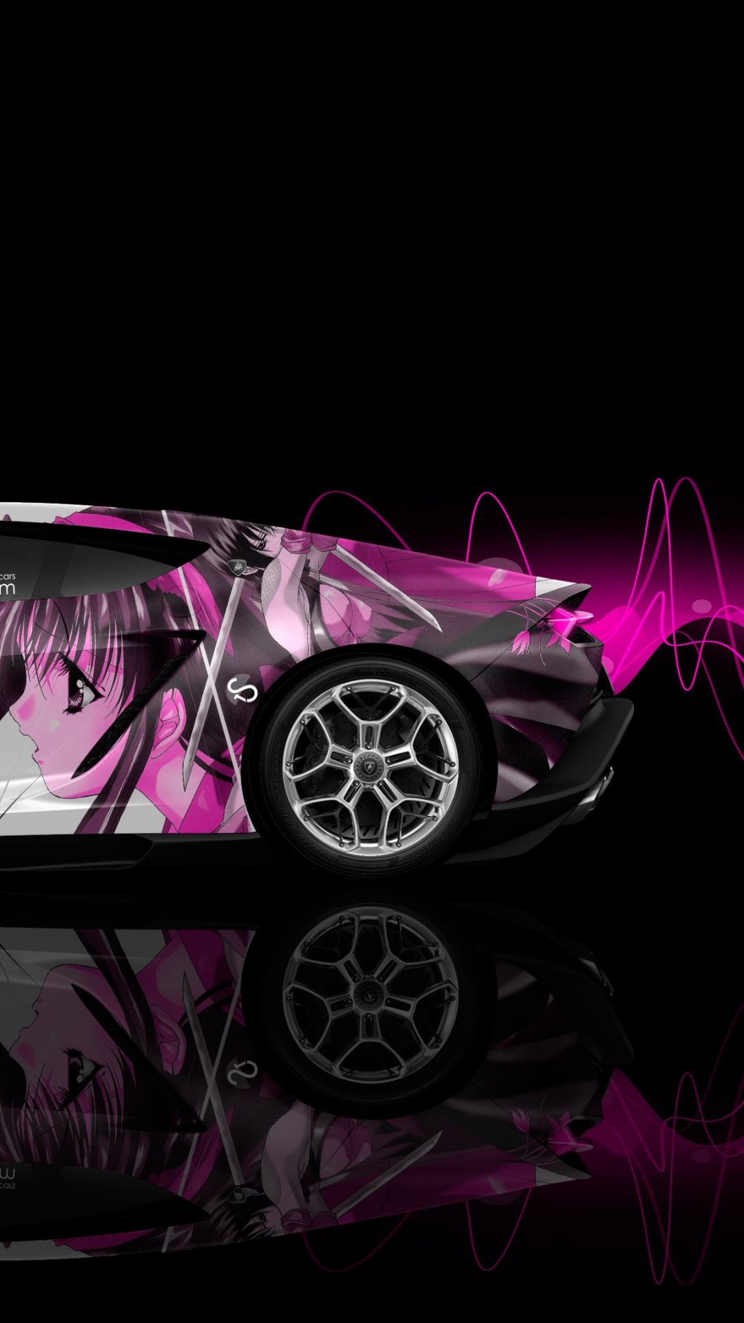 Lila Und Schwarzer Porsche 911. Wallpaper in 1080x1920 Resolution