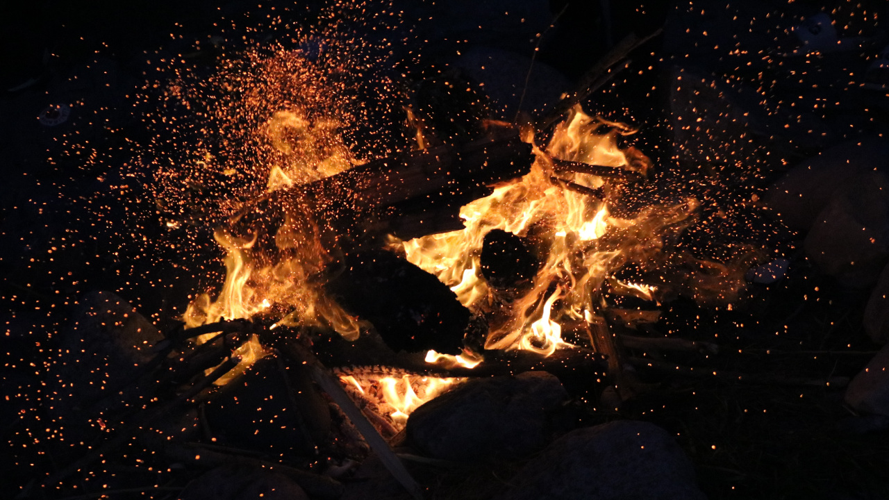 Burning Wood on Fire Pit. Wallpaper in 1280x720 Resolution