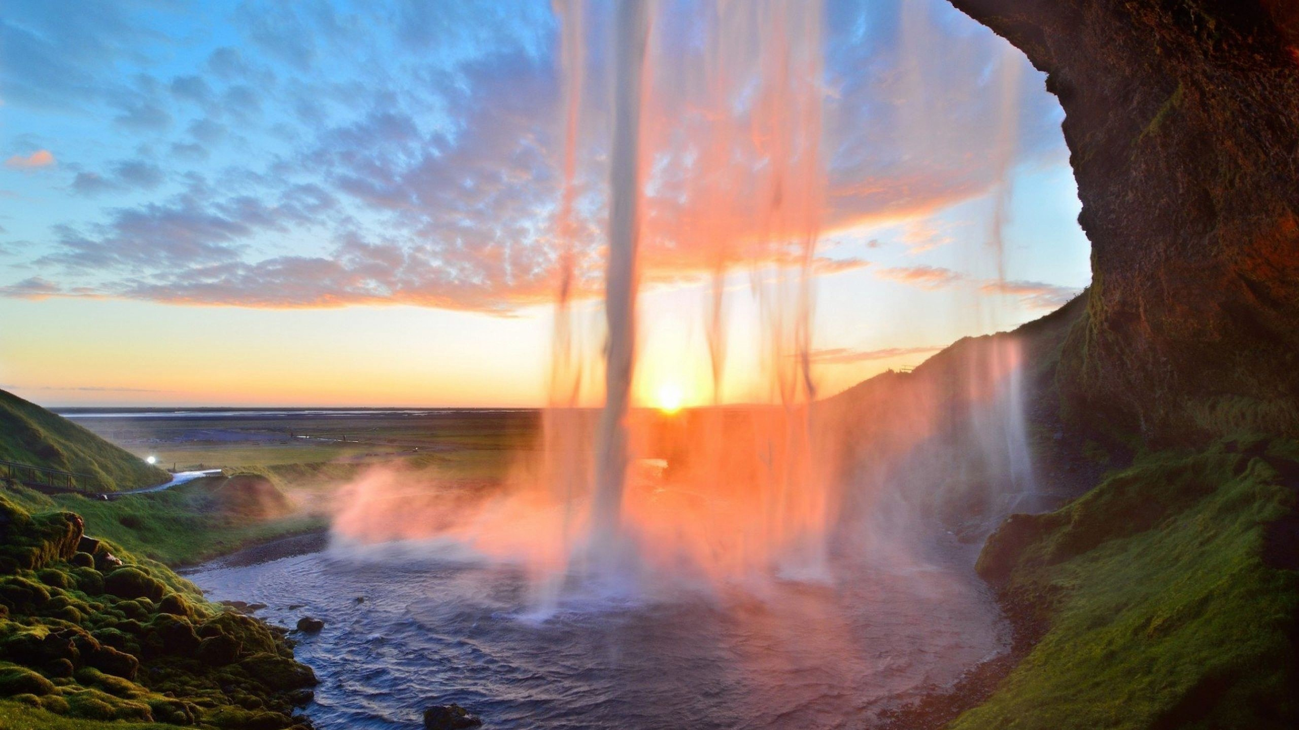 Seljalandsfoss 冰岛, 位于塞里雅兰瀑布, 性质, 大海, 地形 壁纸 2560x1440 允许