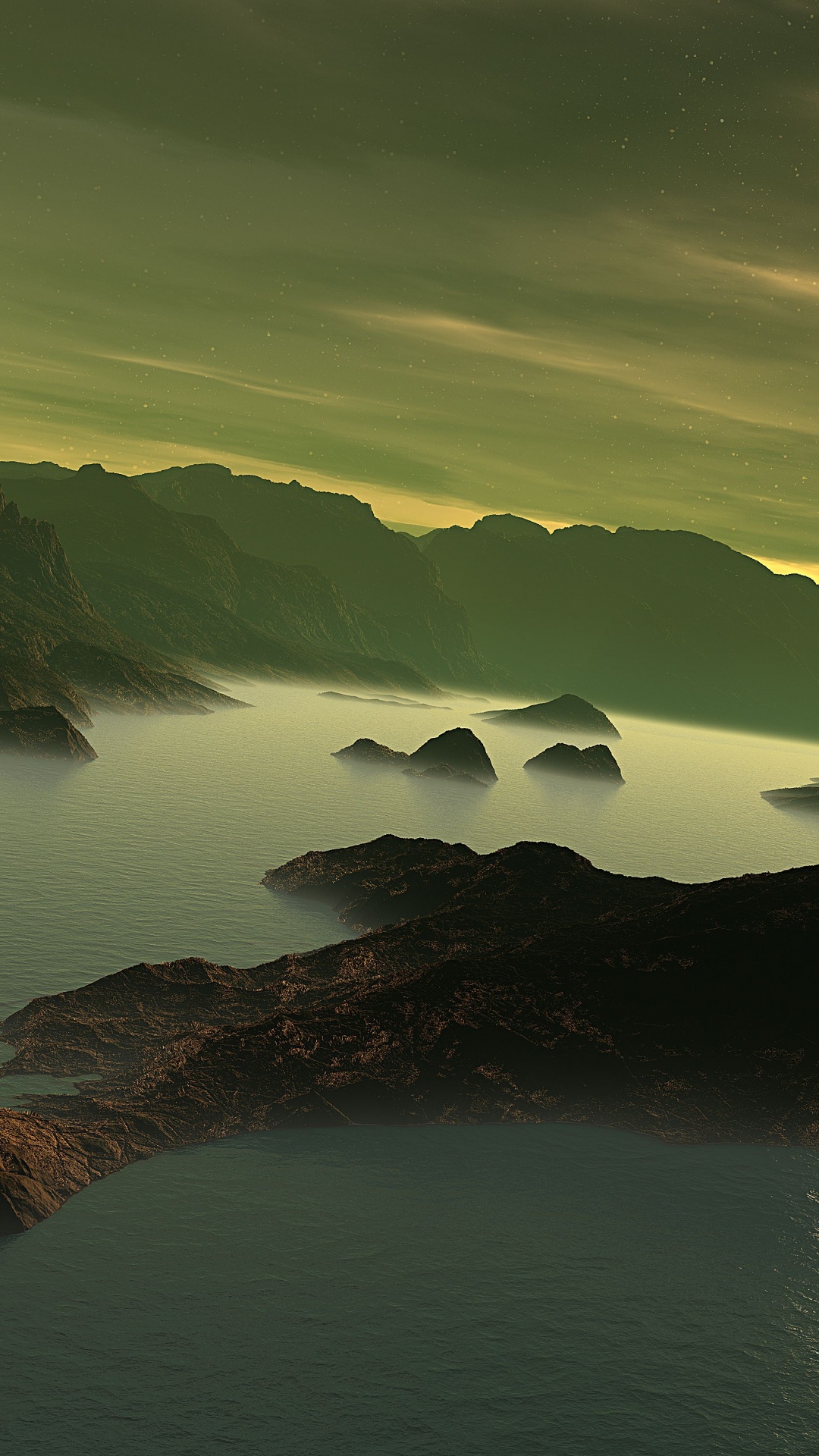性质, 高地, 峡湾, 火山湖, 反射 壁纸 1080x1920 允许