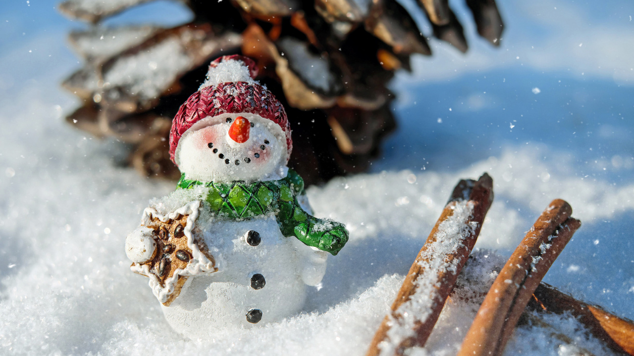 Snowman, Christmas Day, Winter, Snow, Freezing. Wallpaper in 1280x720 Resolution