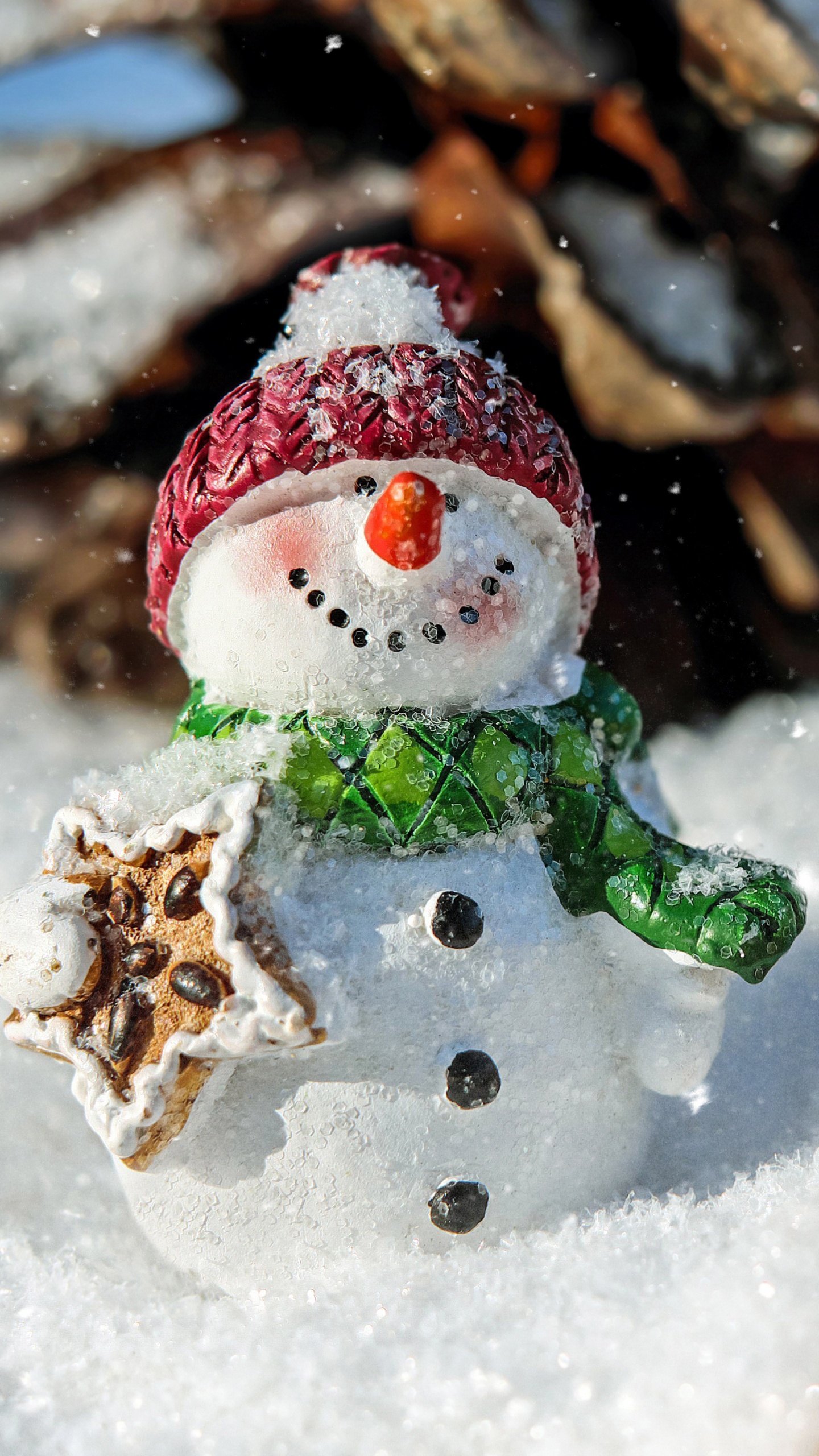 Snowman, Christmas Day, Winter, Snow, Freezing. Wallpaper in 1440x2560 Resolution