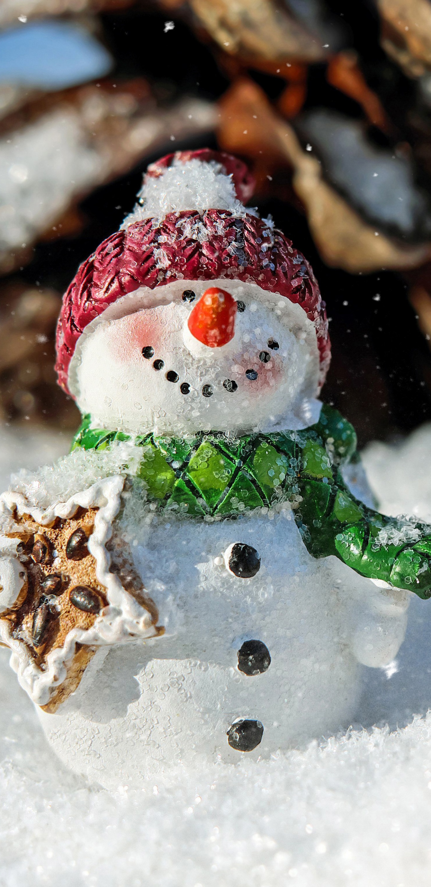 Snowman, Christmas Day, Winter, Snow, Freezing. Wallpaper in 1440x2960 Resolution