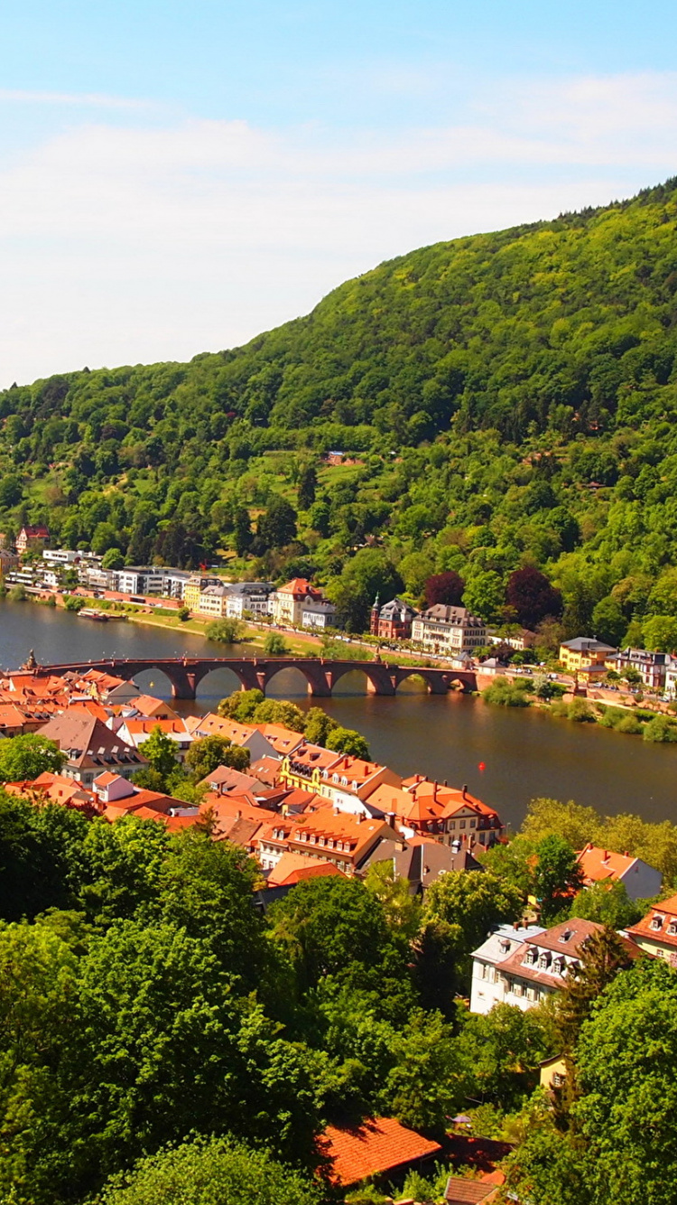 Luftaufnahme Der Stadt in Der Nähe Des Grünen Berges Tagsüber. Wallpaper in 750x1334 Resolution