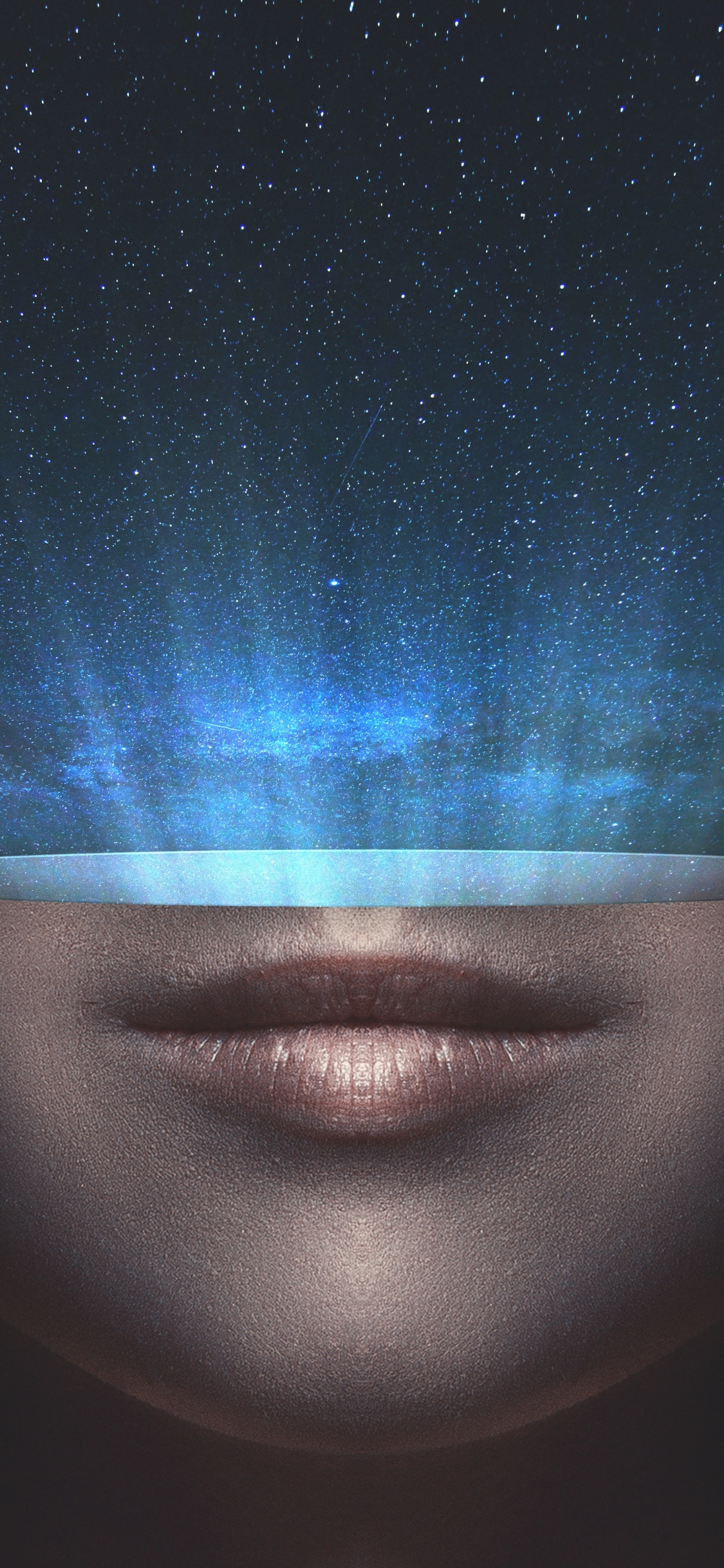 Persons Face With Blue and White Stars. Wallpaper in 1125x2436 Resolution